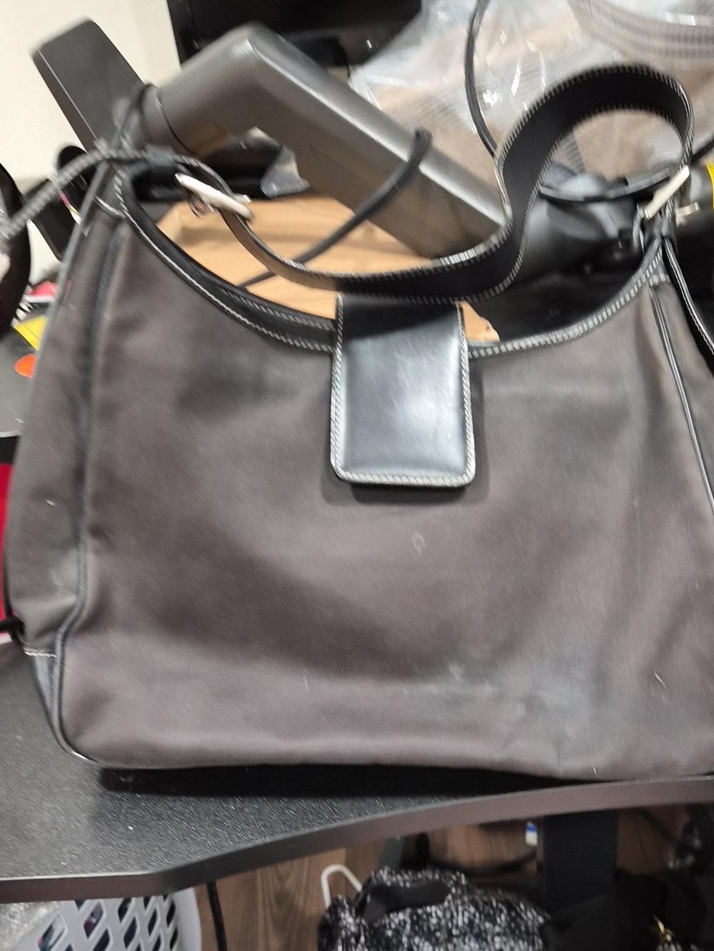 Coach Black Shoulder Bag with Leather Trim